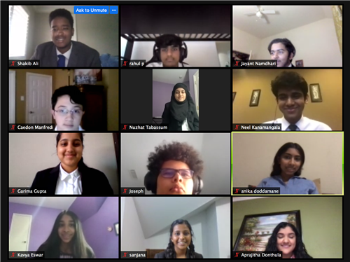 Zoom grid of student faces 